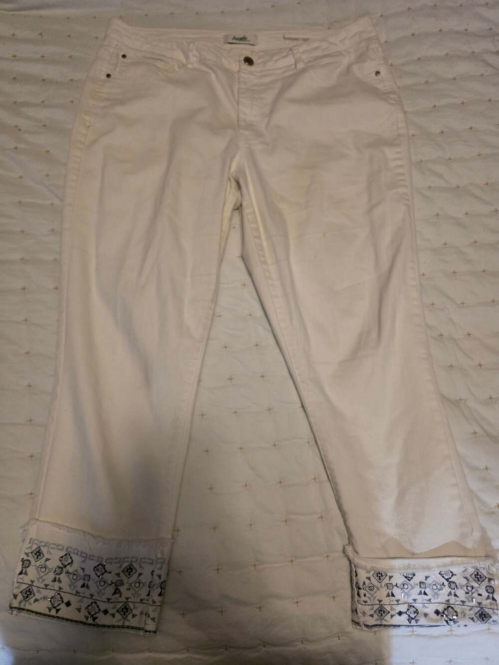 Angels Forever Young Signature Straight Crop Embroidered Hem Jeans
